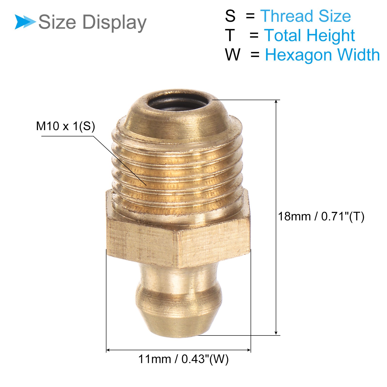 20pcs Brass Straight Grease Fitting Caps for Car M10x1 Thread