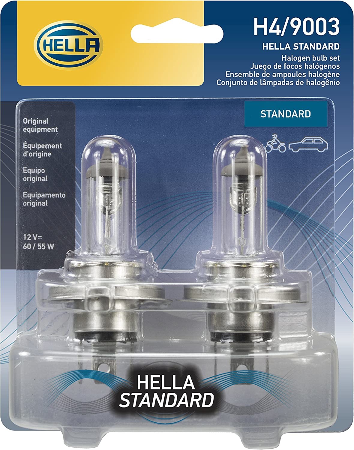 HELLA H4TB Standard Halogen Bulbs, 12 V, 60/55W