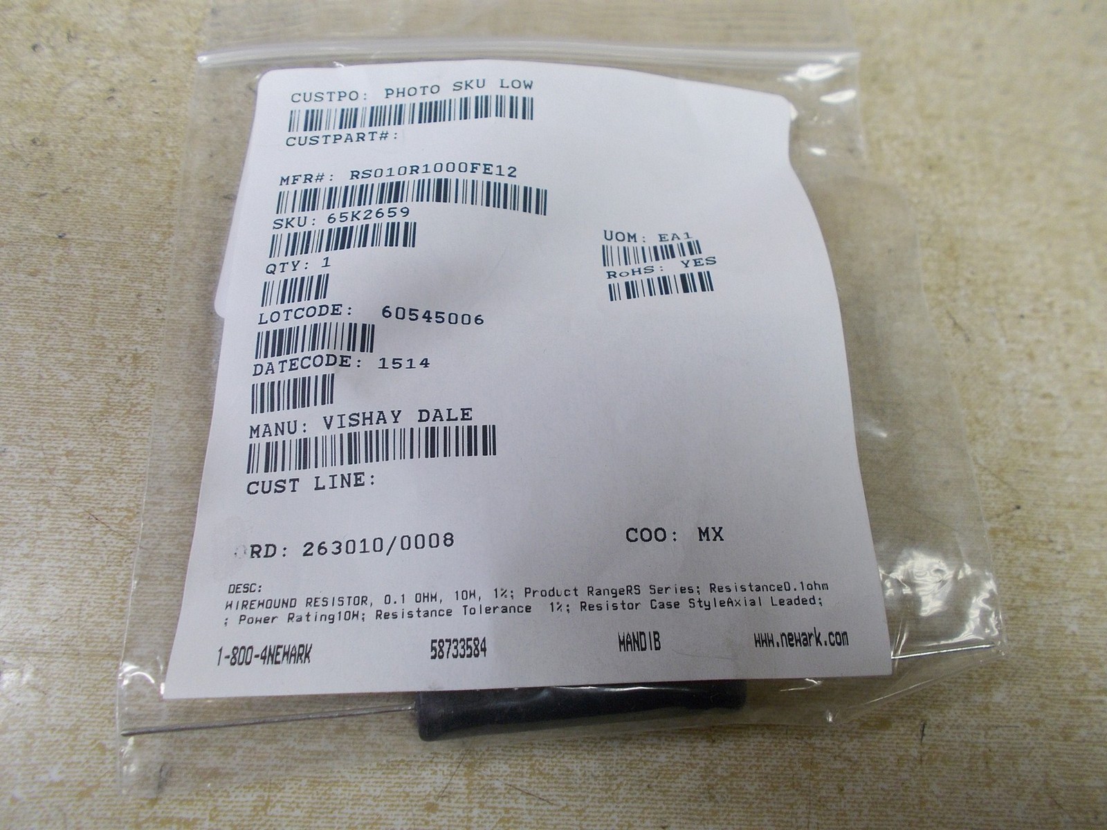 NEW Vishay Dale RS010R1000FE12 Wirewound Resistor *FREE SHIPPING*
