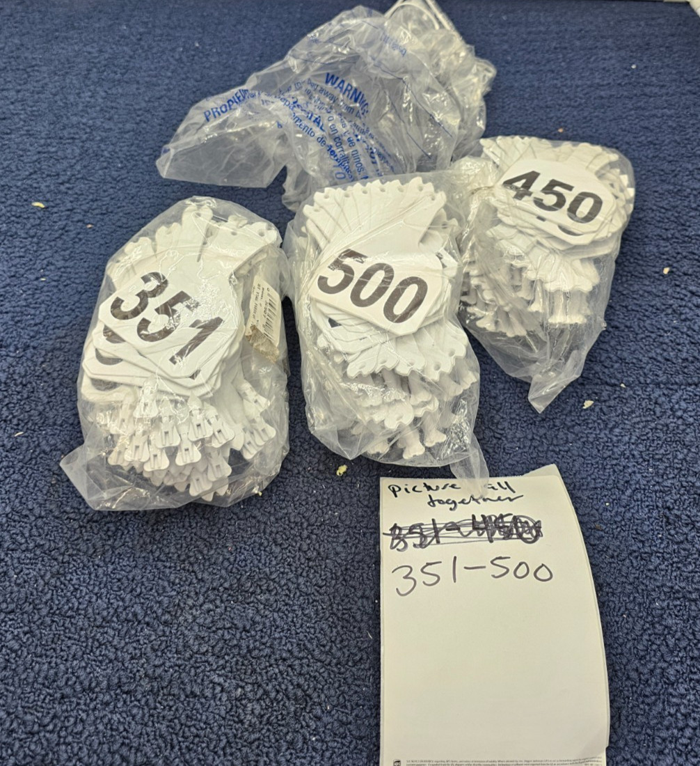 Y360-0091 351-500 White Feedlot Y-Tag One Side for Livestock