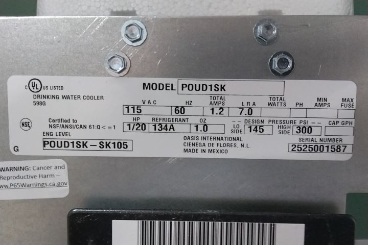 Oasis POUD1SK 115VAC 40-1/2 In Overall H White Plumbed Water Dispenser