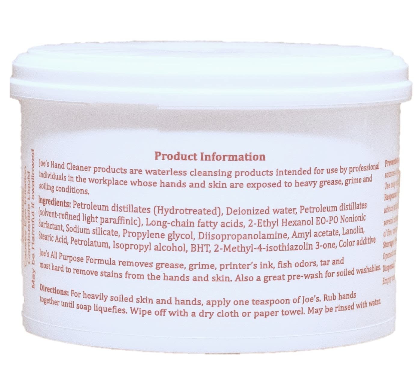 Joe’s All Purpose Waterless Hand Cleaner 1 lb. Contains Lanolin Made In USA