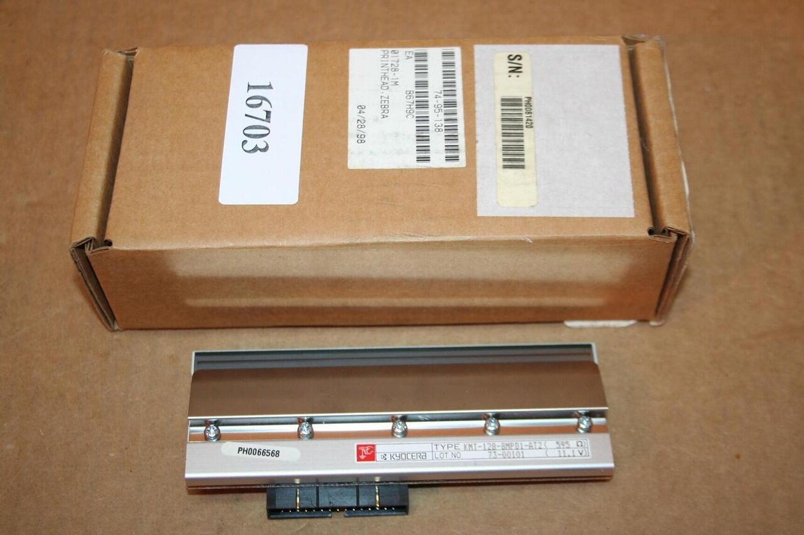 ZEBRA TECHNOLOGIES CORP Thermal Printhead 01728-1M New #16705