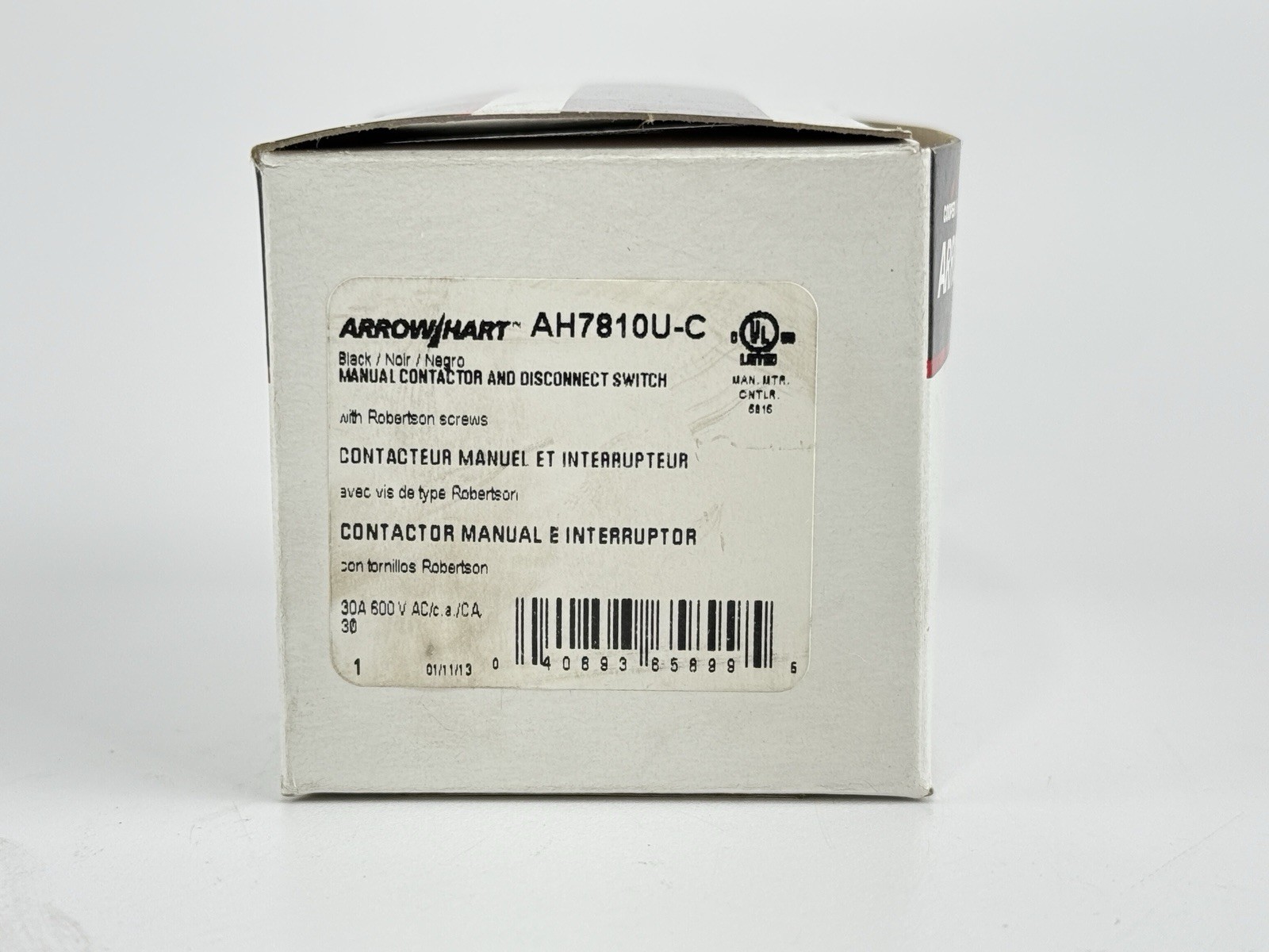 Cooper AH7810U-C Manual Contactor and Disconnect Switch AH7810UC Arrow Hart