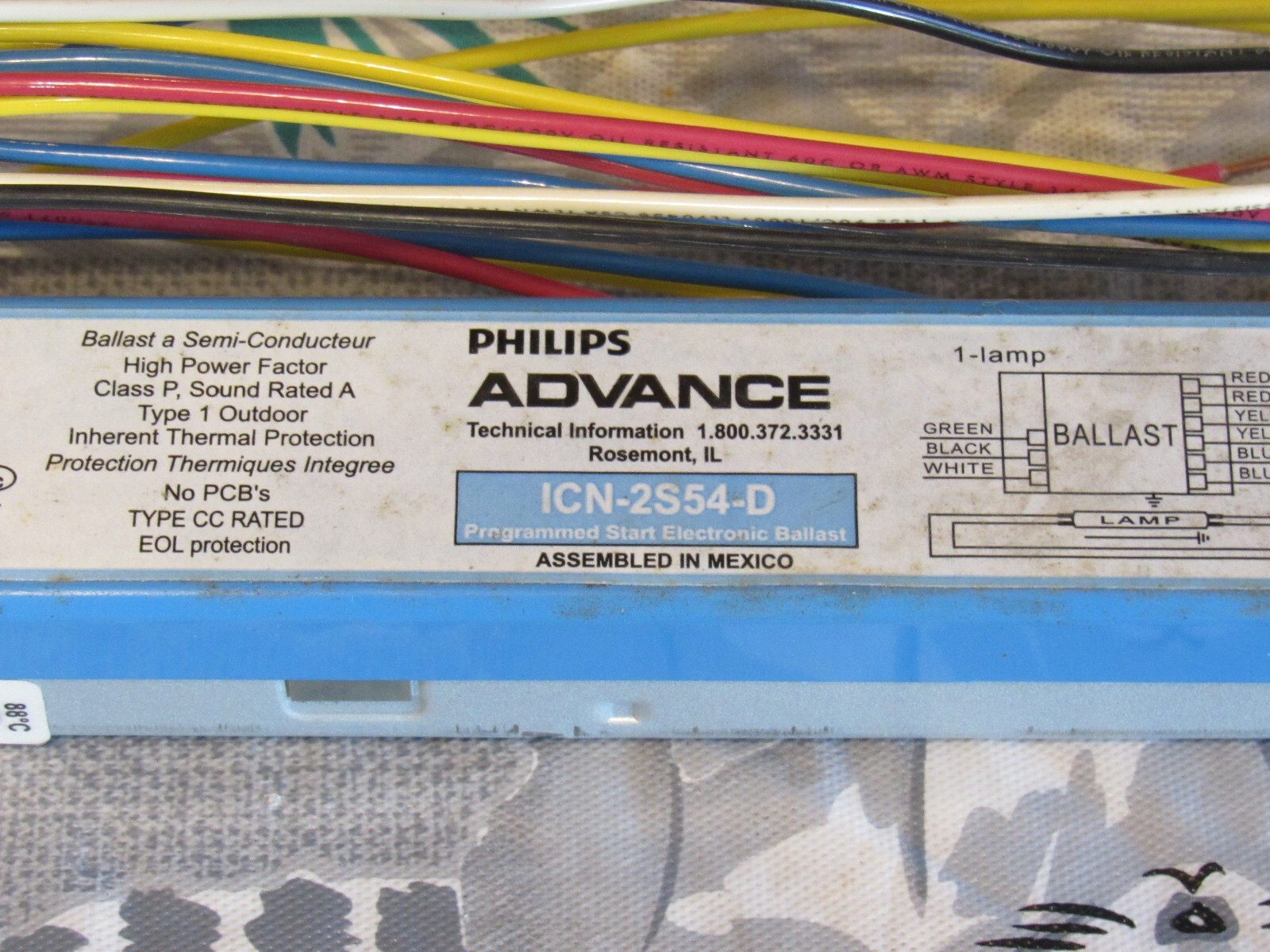 Philips Advance Electronic Ballast ICN2S54D Centium 120V-277V 50/60H ICN-2S54-D