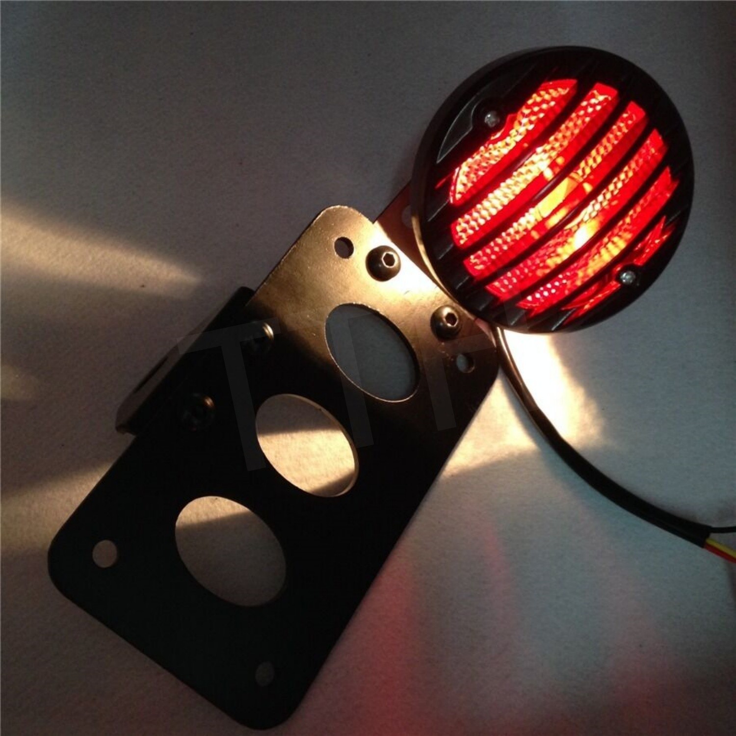 Black Side Mount Tag License Plate Holder Bracket LED Tail Light Brake Light