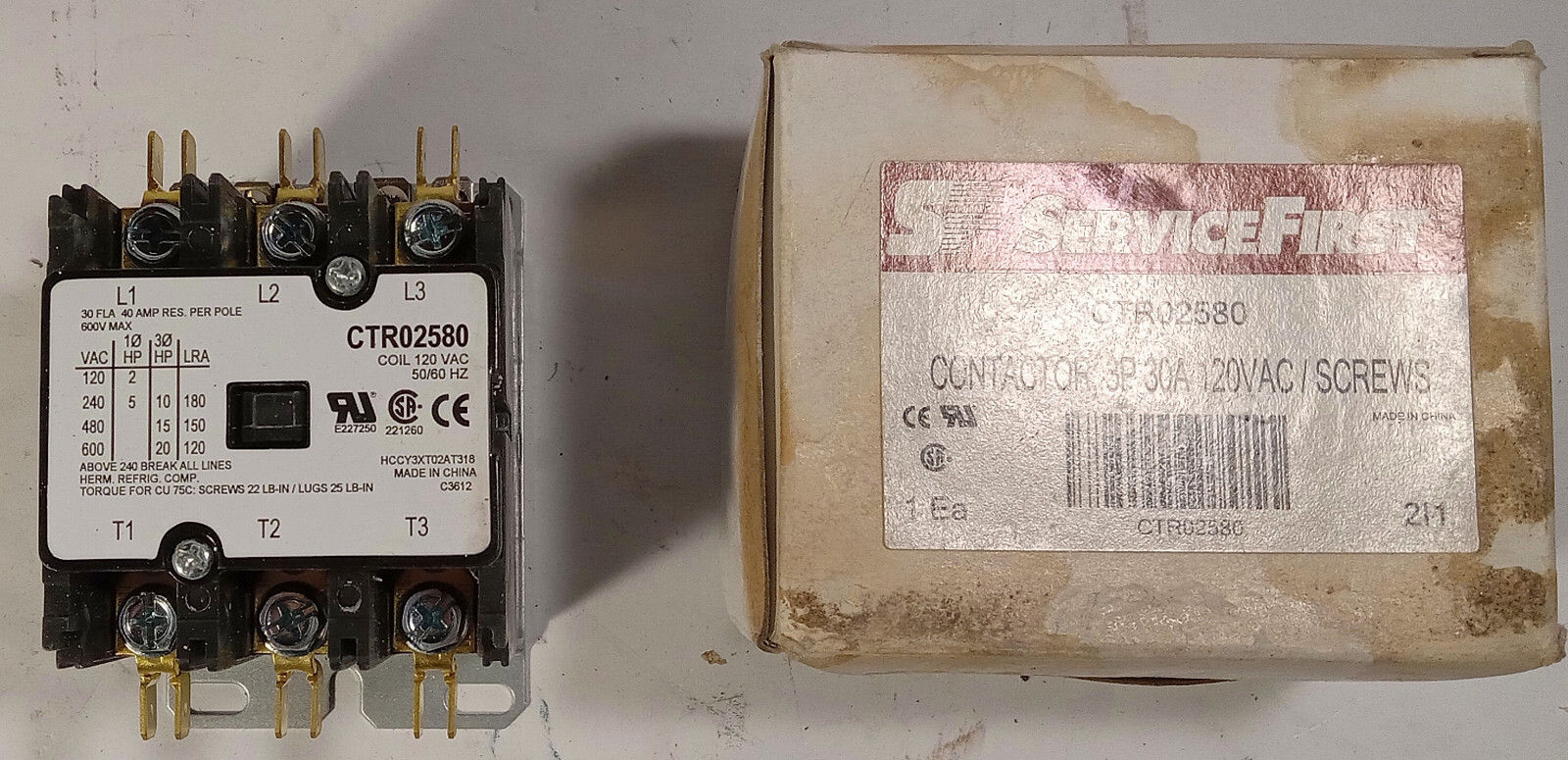 1 NEW SERVICE FIRST CTR02580 30A 120VAC CONTACTOR NIB ***MAKE OFFER***