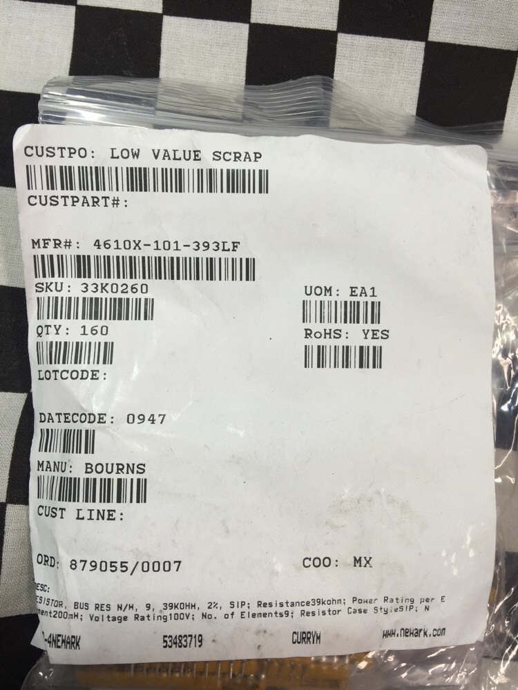 Lot Of 160, Bourns RES ARRAY 9 RES 39K OHM 10SIP, 4610X-101-393LF #X24