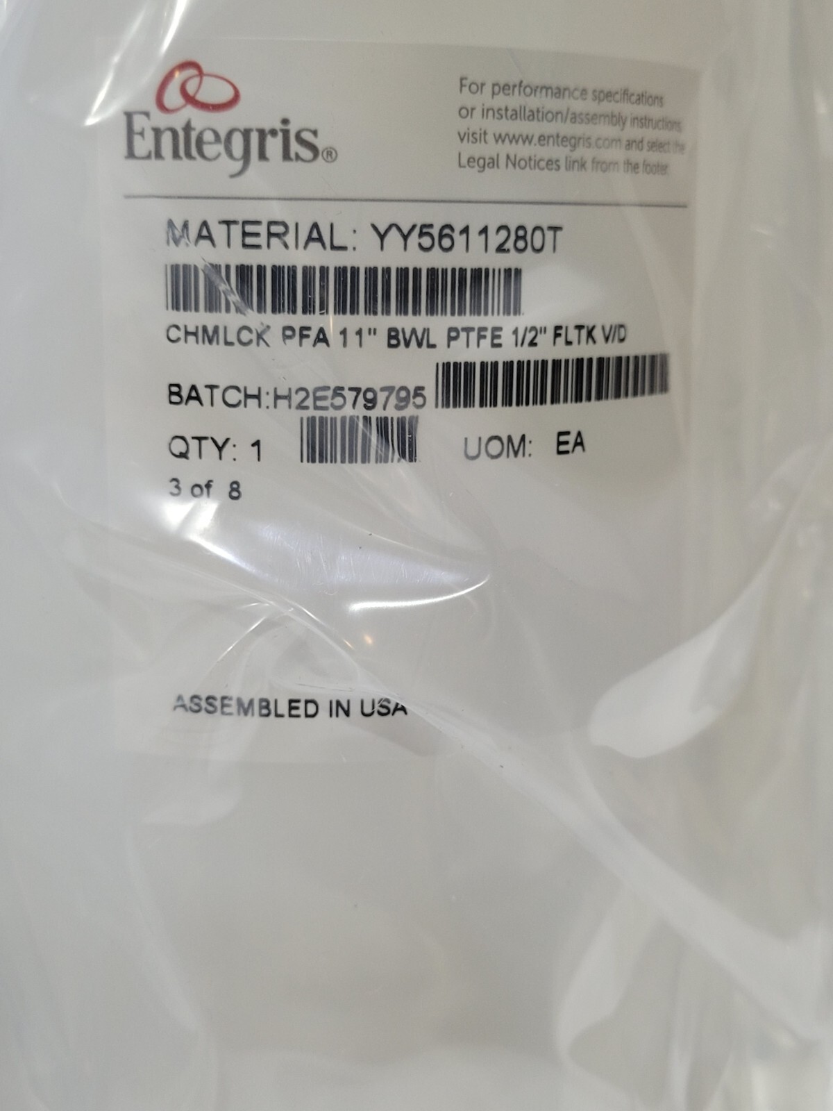 Entegris Chemlock PFA 11″ Housing PTFE Lock Ring YY5611280T