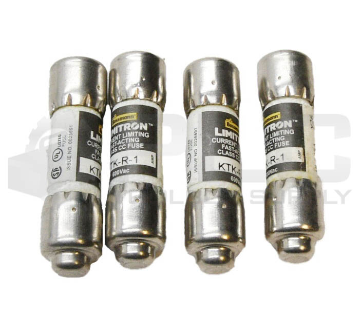 LOT OF 4 NEW BUSSMANN KTK-R-1 LIMITRON FUSE 1A 600VAC