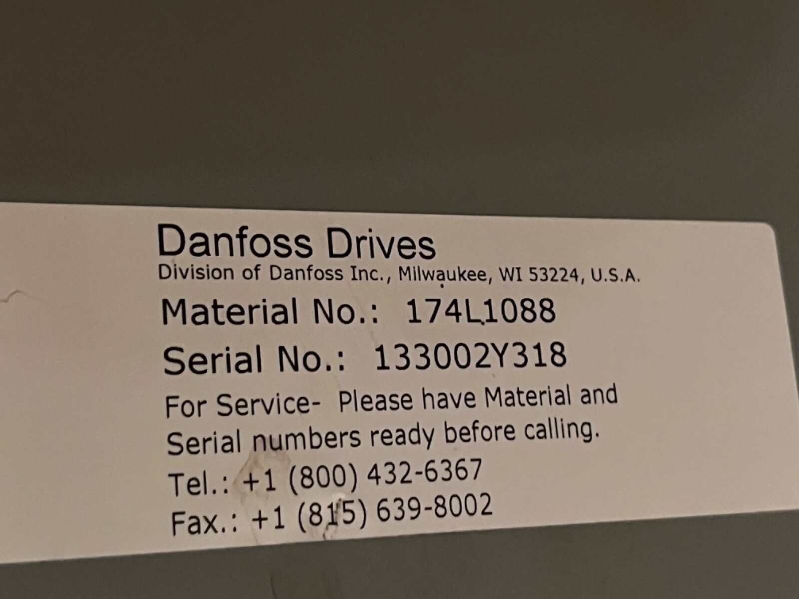 Untested Danfoss 174L1088 Industrial VLT HVAC Variable Frequency Drive Unit.