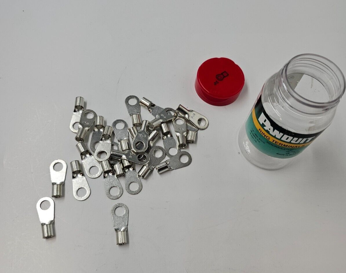 Bottle of 25 Panduit Ring Terminal P8-14R-Q Non-Insulated 1/4 Inch (M6)