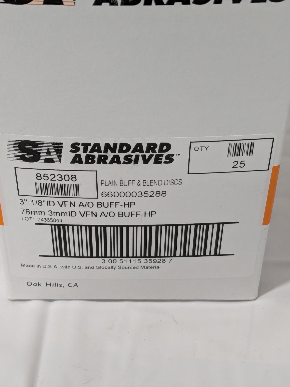Standard Abrasives 3″ X 1/8″ Buff&Blend HP Disc Box of 25 852308