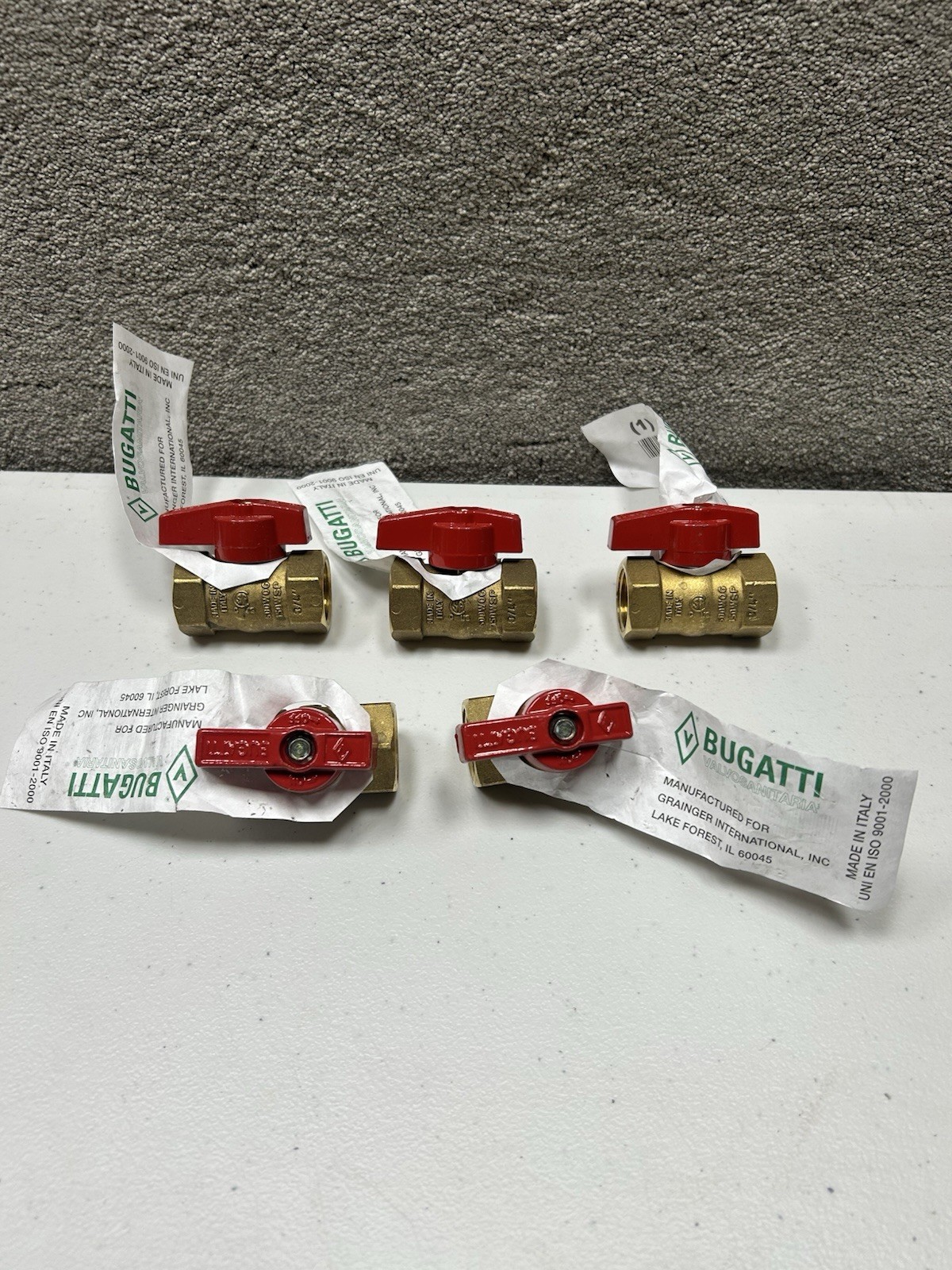 LOT OF 5, SHUT-OFF BRASS VALVE, BALL VALVE 3/4″ NPT
