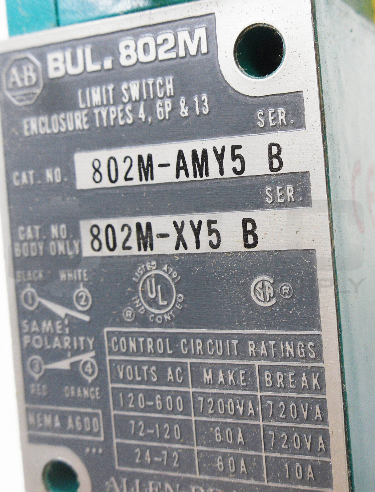 NEW ALLEN BRADLEY 802M-AMY5 LIMIT SWITCH W/ 802M-XY5 /B W/ 802M-AMX /B 1.52M