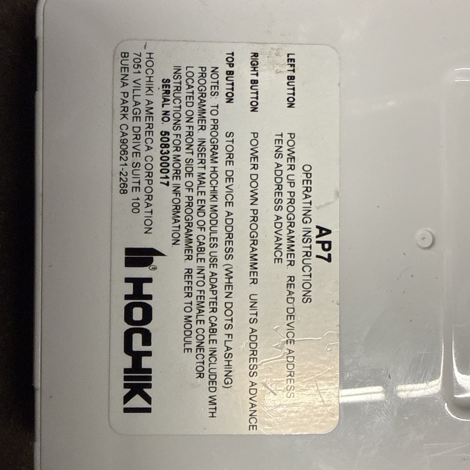HOCHIKI AP7 Hand Held Programmer For Addressable Devices