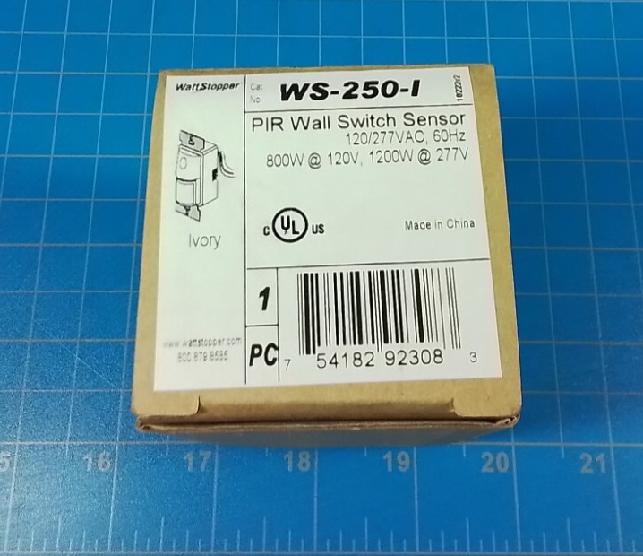 Watt Stopper WS-250-I Passive Infrared Wall Switch Sensor Ivory