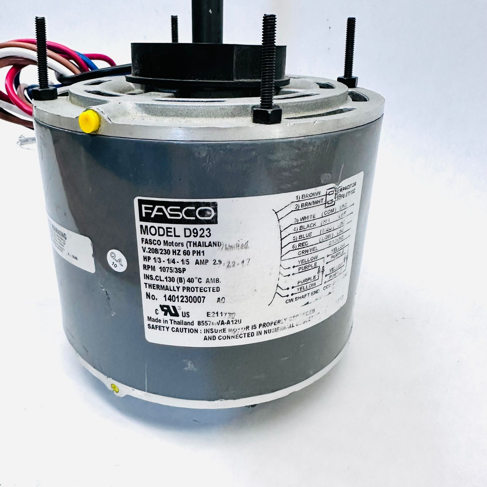 FASCO D923 MOTOR HP 1/3 – 1/4 – 1/5 , RPM 1075/3SP