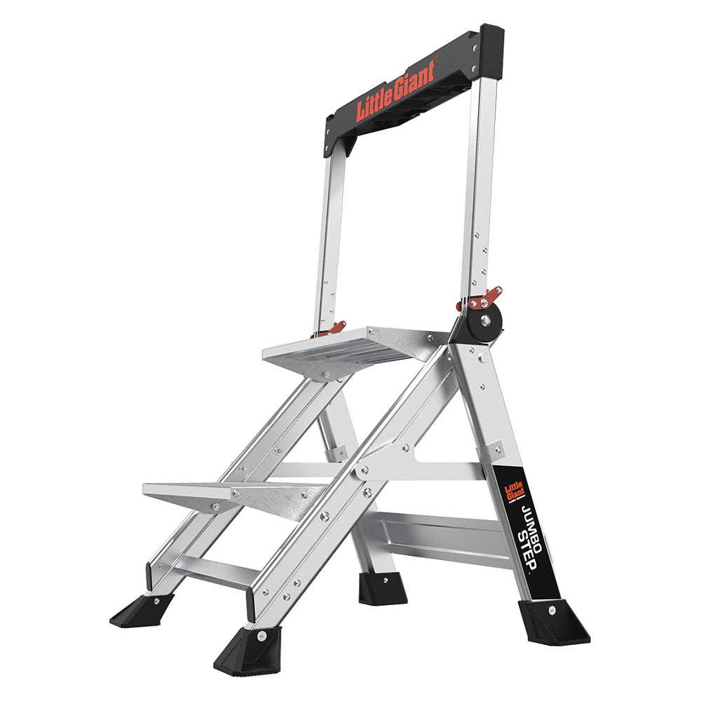 LITTLE GIANT 11902 Folding Step,375 lb. Ld Cap.,Aluminum 455C38