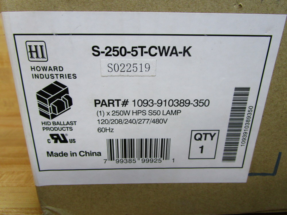 Howard Industries S-250-5T-CWA-K Ballast Assembly S022519