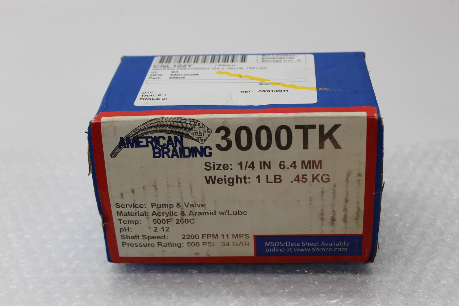 AMERICAN BRAIDING 3000TK VAVLE PACKING 1/4″ NSMP