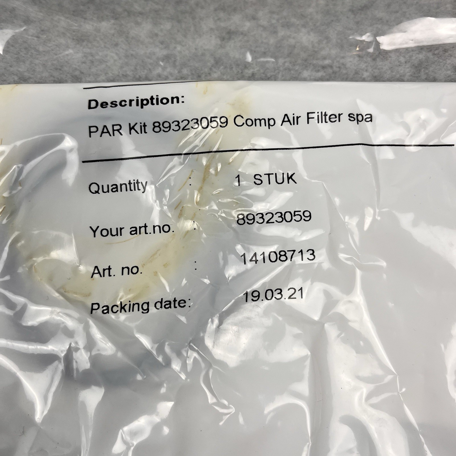 OEM Ingersoll Rand #88343025 Replacement Filter Czech Republic NOS