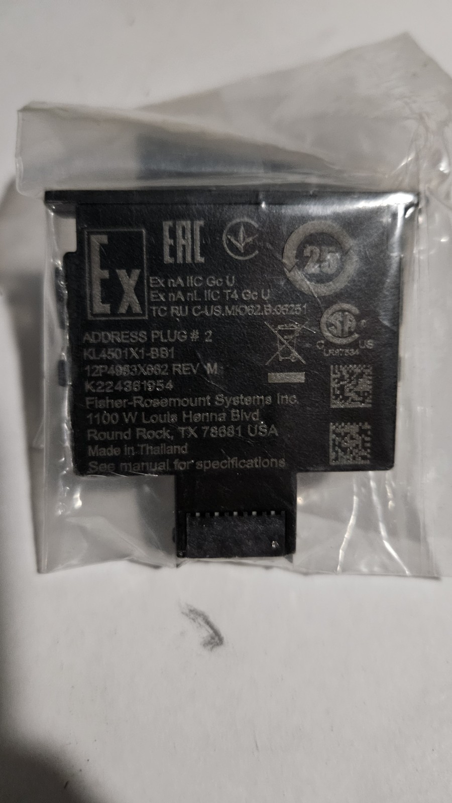 EMERSON DELTAV KL4501X1-BH1 ADDRESS PLUG #8 KL4501X1BH1 12P4983