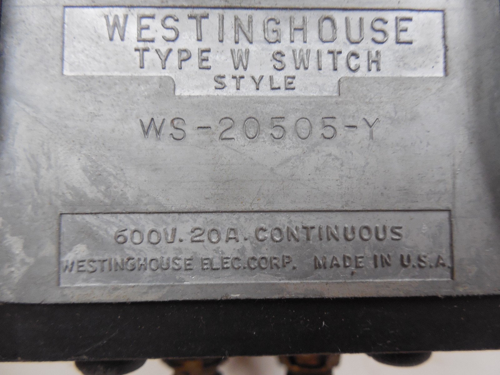 NEW WESTINGHOUSE STOP-OFF-START TYPE W SWITCH STYLE WS-20505-Y WS20505Y 600V 20A