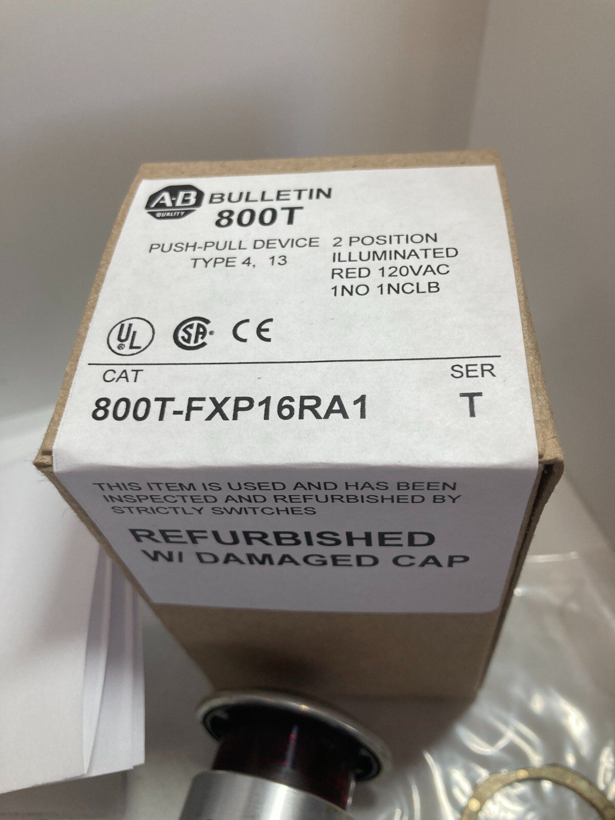 ALLEN BRADLEY 800T-FXP16RA1 PUSH PULL 2 POS ILL RED 120VAC 1NO/1NCLB SERIES T