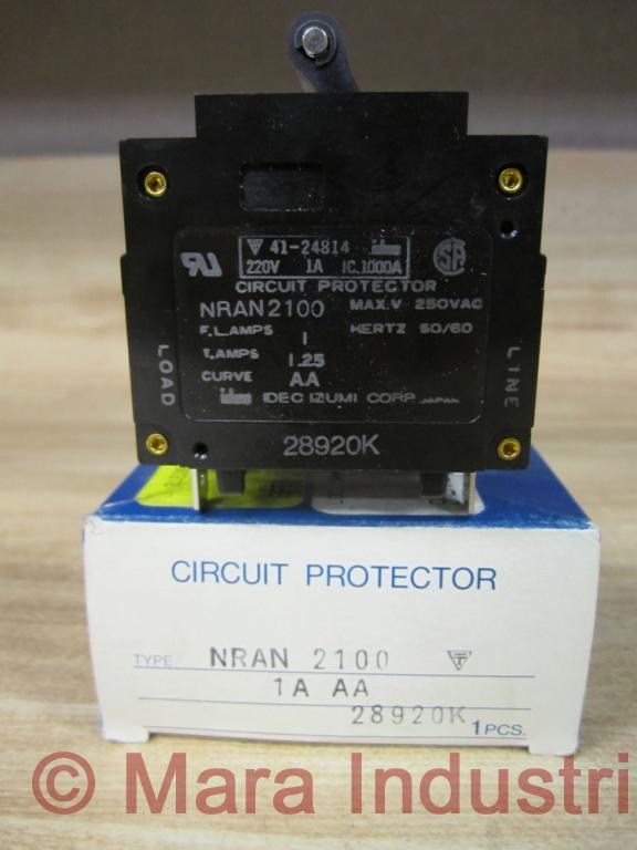 IDEC/ IZUMI NRAN-2100-1A-AA 2 Pole Circuit Protector RNAN21001AAA