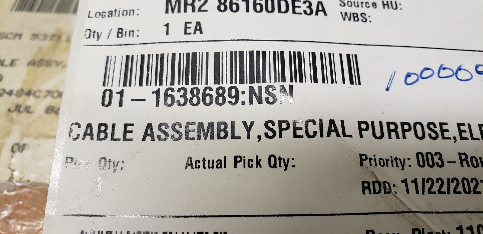 5995-01-163-8689 Electrical Special Purpose Cable Ass. 5995011638689 – 5187398