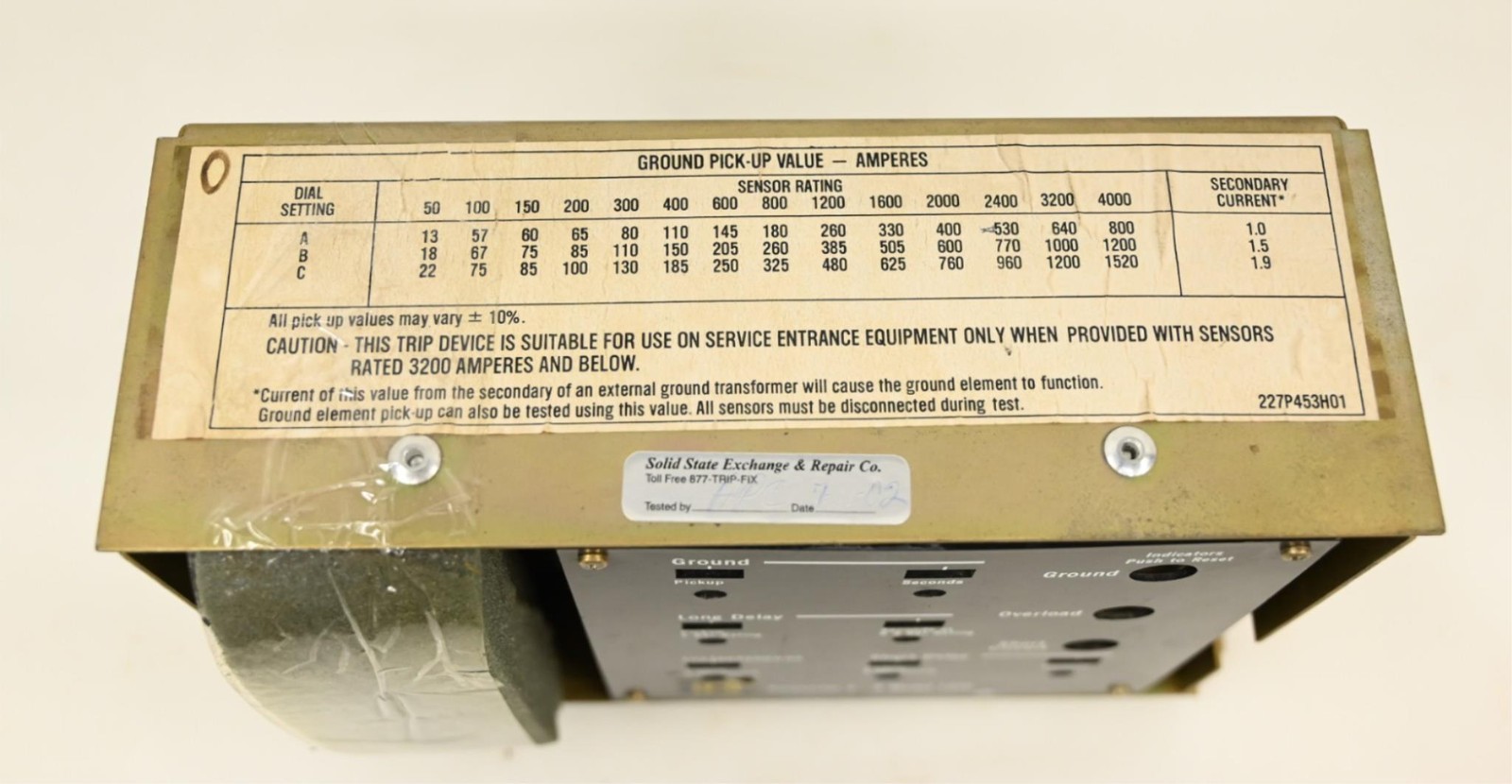 Square D Amptector I-A Model LSIG Solid State Programmer Trip Unit