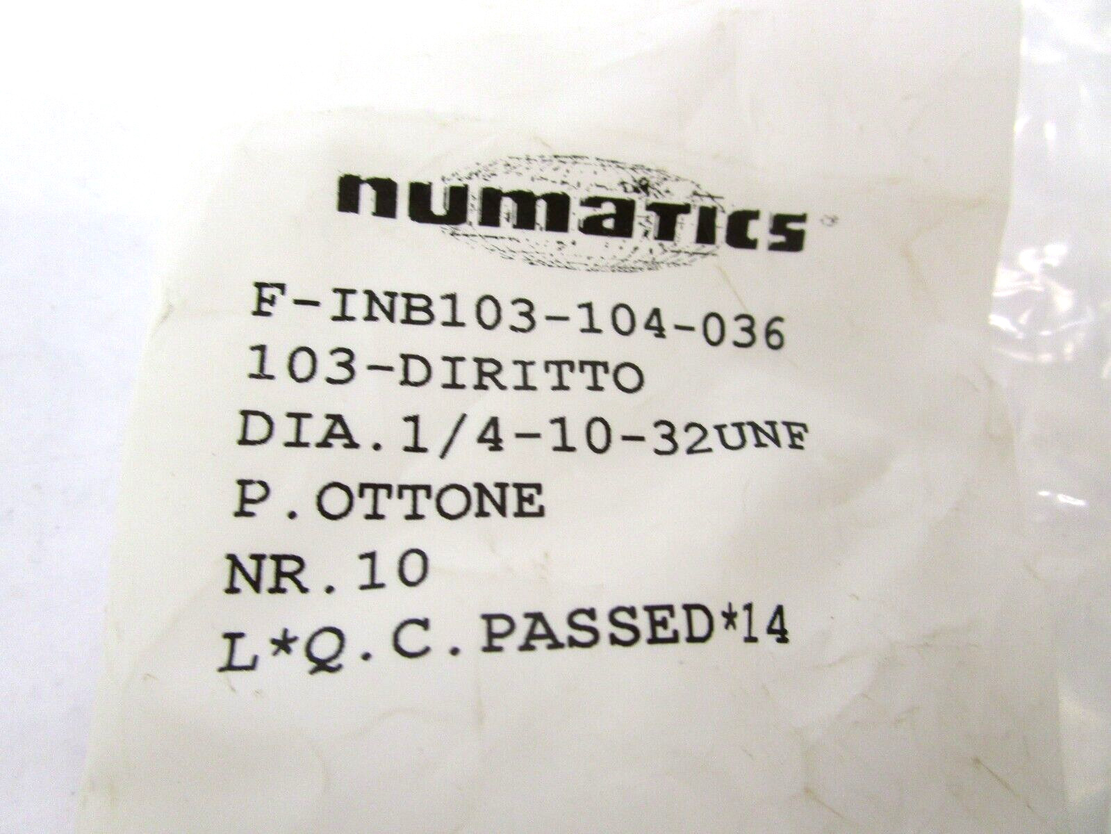 Numatics F-INB103-104-036 Lot of 6 Pieces 50305HM