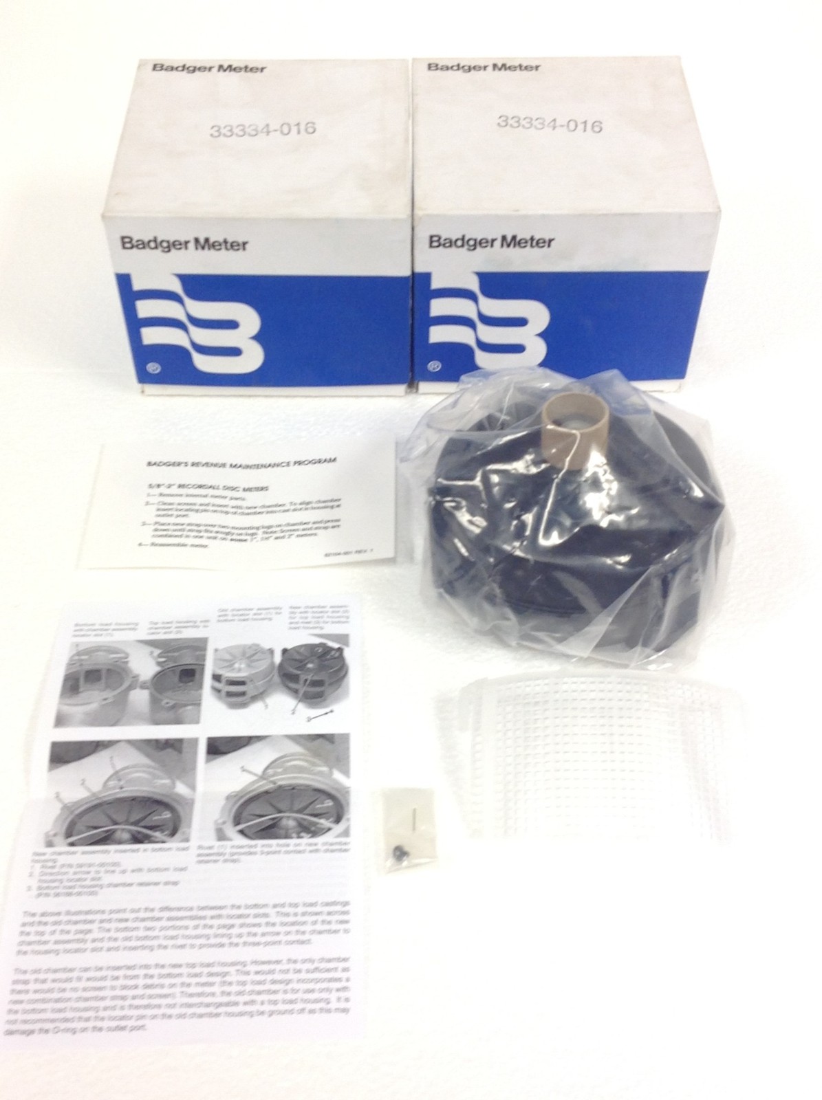 NEW Badger Meter 33334-016 Chamber & Disc Assembly w/ Instruction Sheet FREESHIP
