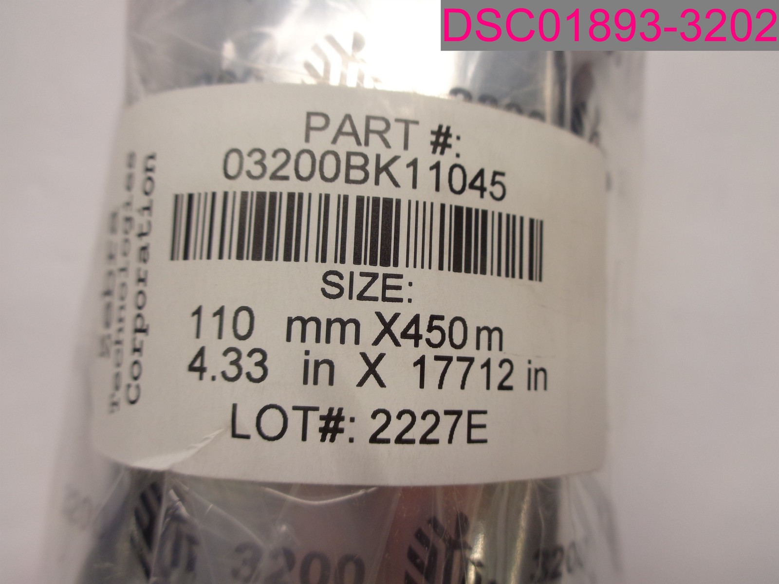 QTY=6 Rolls; Zebra 03200BK11045 Wax/Resin Ribbon 4.33″ x 1476′ (110mm x 450m)