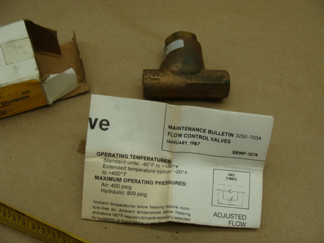 PARKER BRASS FLOW CONTROL VALVE S25B 250 PSIG MAX