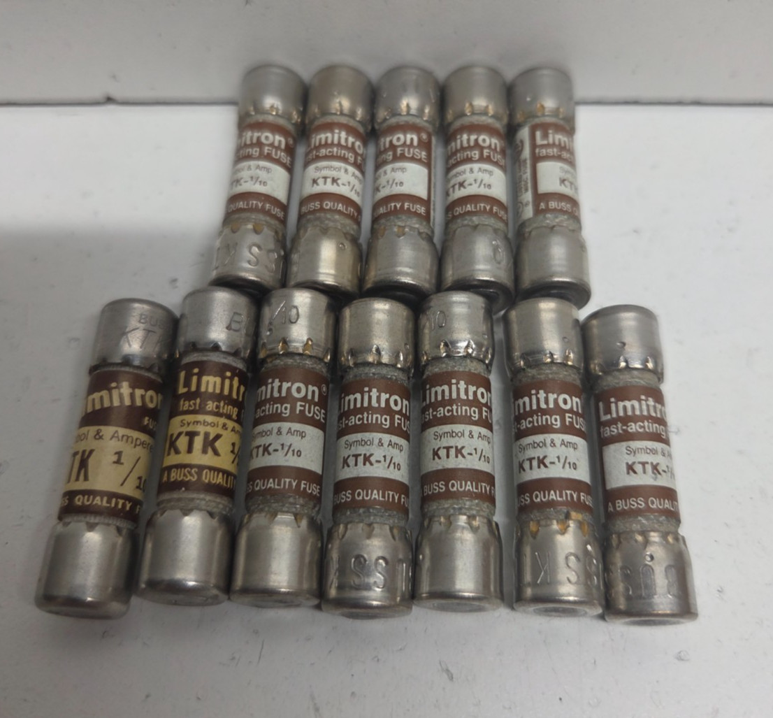 LOT OF 10 NEW NO BOX! BUSSMANN LIMITRON 1/10A (0.1A) 600V FUSES KTK-1/10