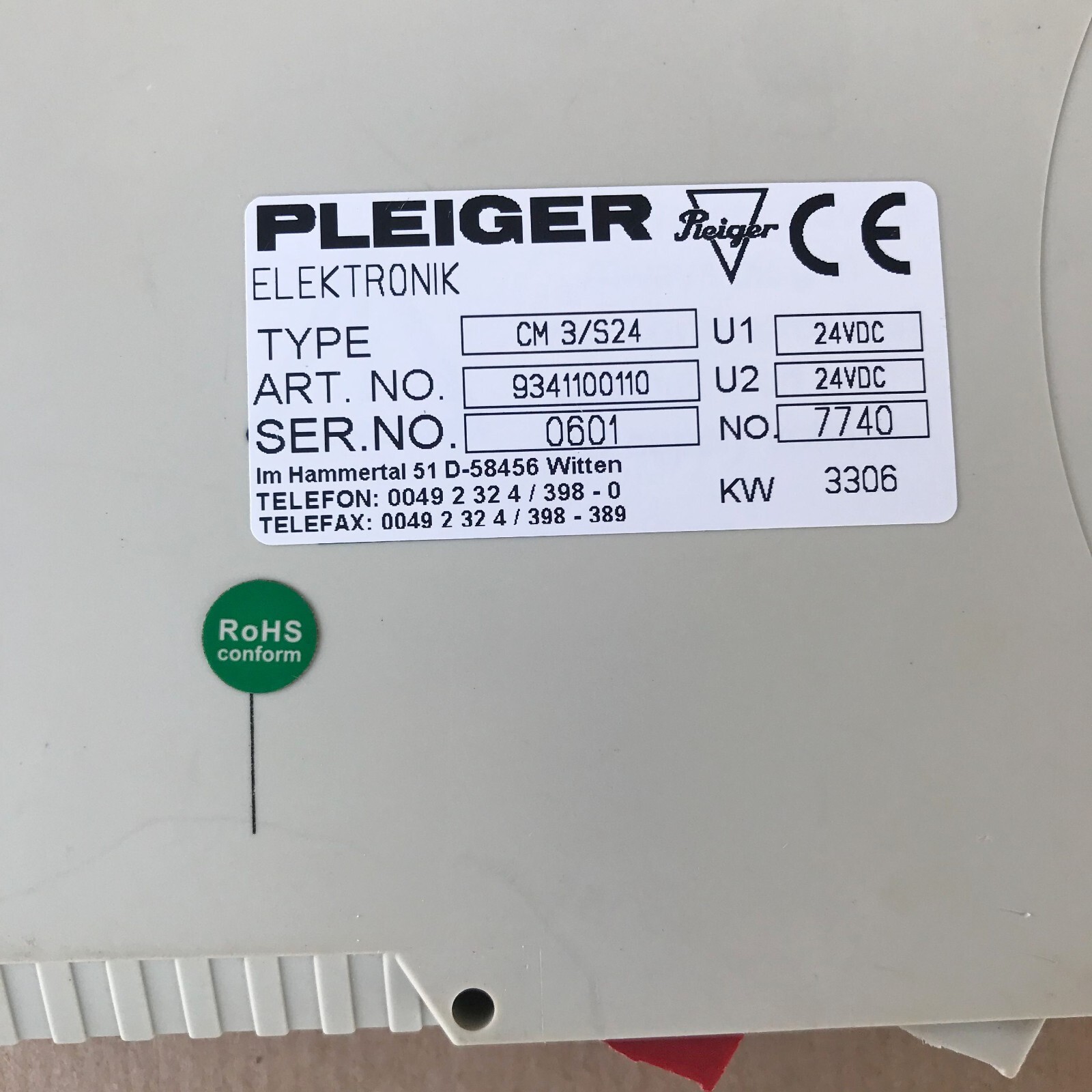 Pleiger CM3/S24 Control Module 9341100110