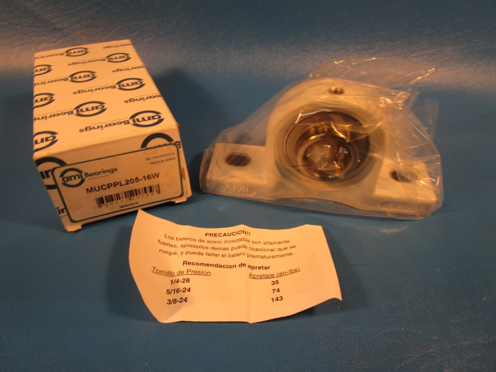 AMI MUCPPL205-16W Flange-Mount Ball Bearing Unit – 3-Bolt Bracket, 1”Bore