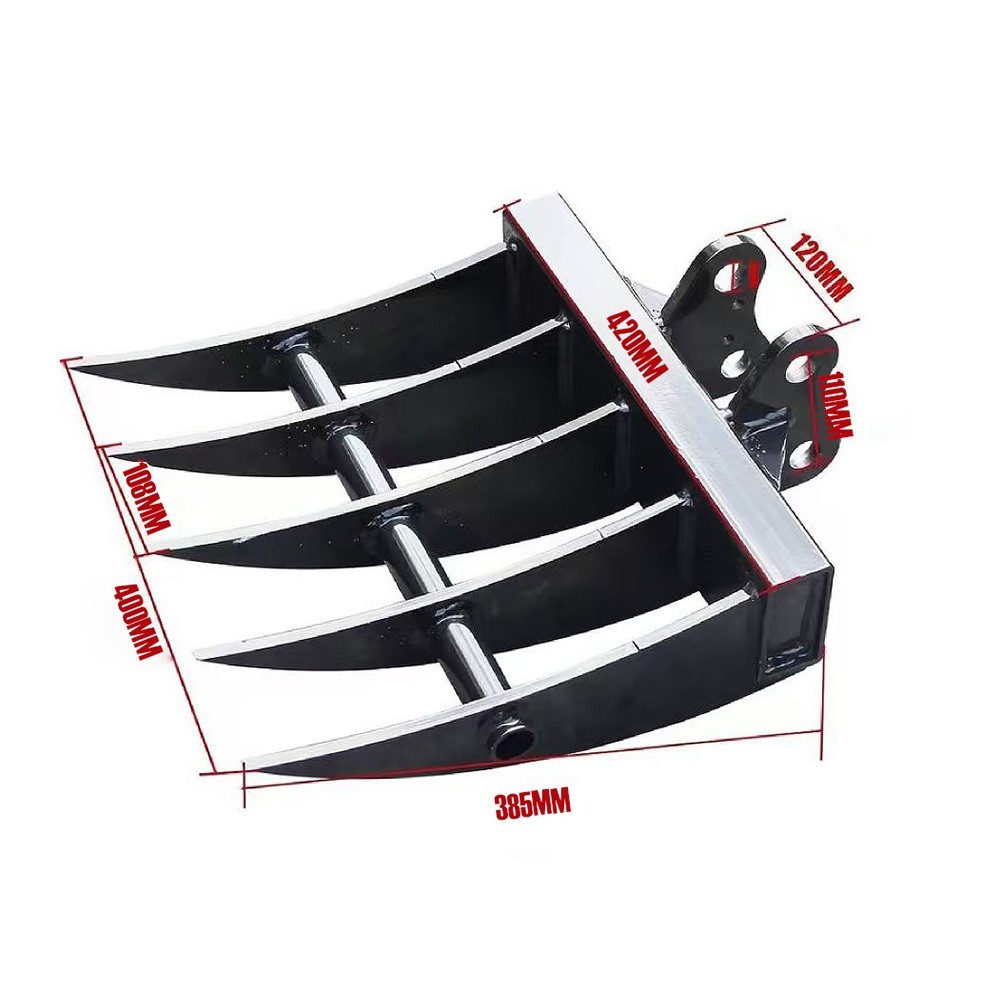 Rake Attachment for 1–1.5 Ton Mini Excavator | Heavy-Duty Root Brush Rake