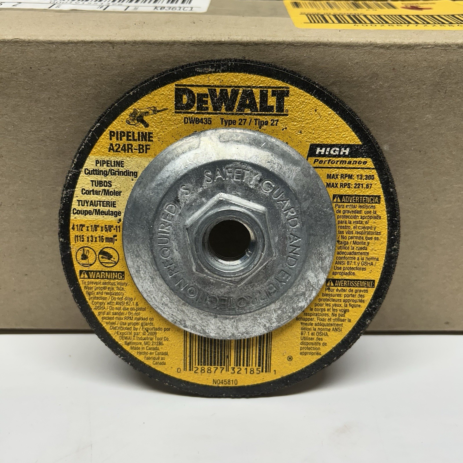 (9) DeWalt DW8435Z Metal HP 24 Grit Pipe Cutting Grinding Wheel 4-1/2″ x 1/8″