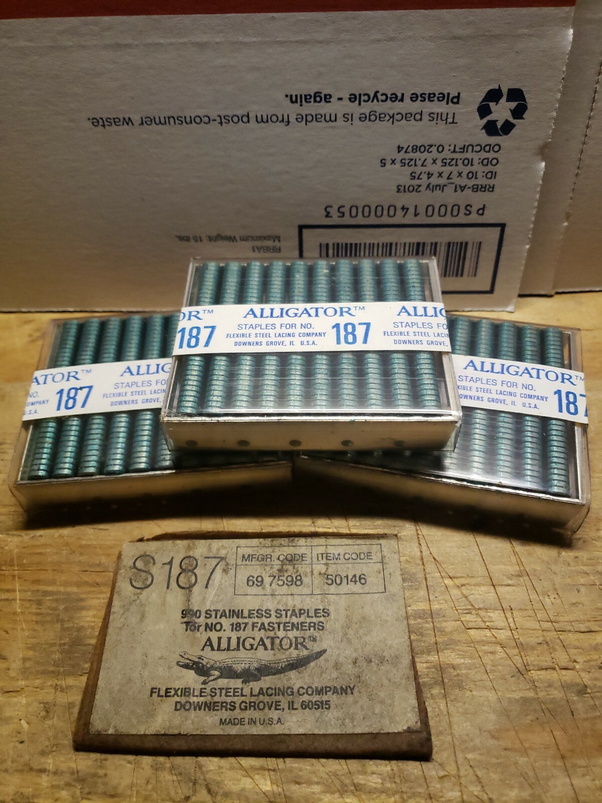 (990)..ALLIGATOR STAINLESS STAPLES FOR S187 FASTENERS 50146…LOT OF 3 BOXES..
