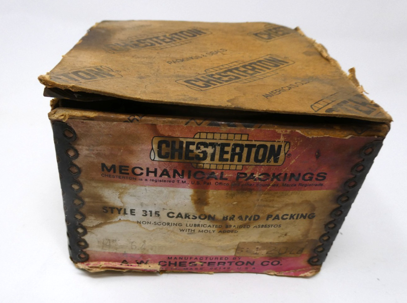 CHESTERTON STYLE 315 CARSON BRAND PACKING 1/4″ 6.4mm Box Used 1/2 Roll +
