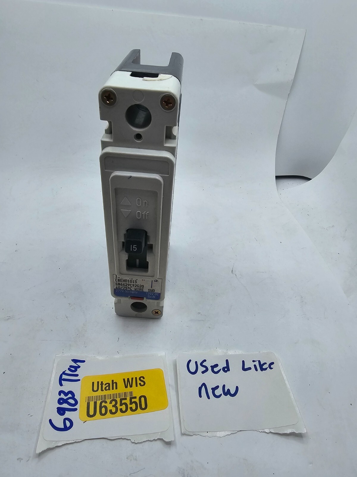 Cutler Hammer 1-Pole Industrial Circuit Breaker Series C 15A EHD 14K