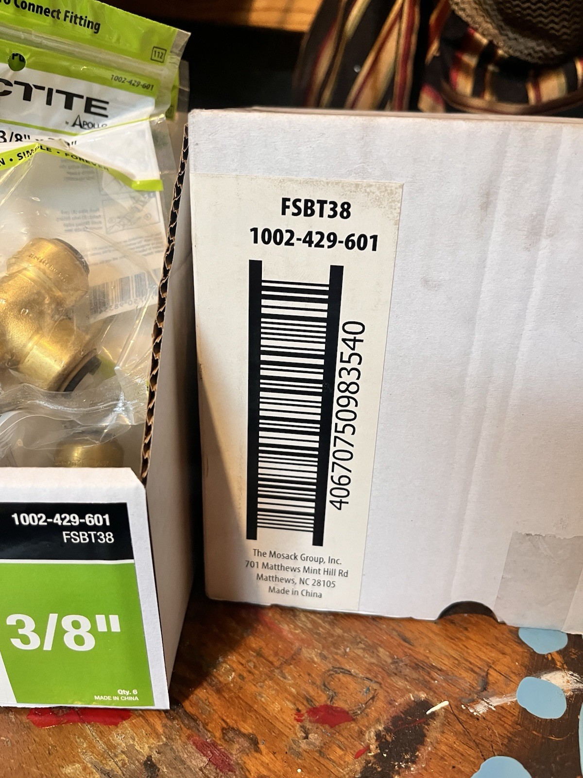 6 PCS Tectite 3/8 in. Brass Push-to-Connect Tee FSBT38