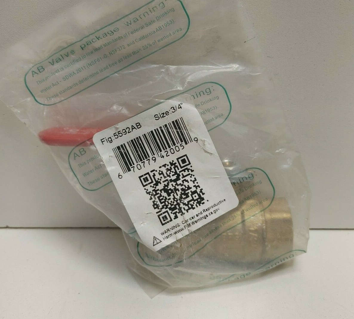 NEW OLD STOCK! RED-WHITE VALVE 3/4″ FNPT BRASS BALL VALVE 5592AB