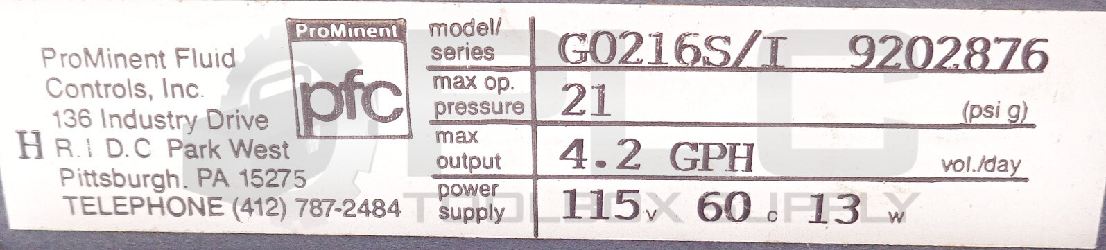 NEW PROMINENT FLUID CONTROLS G0216S/I METER / PUMP GAMMA/4-I