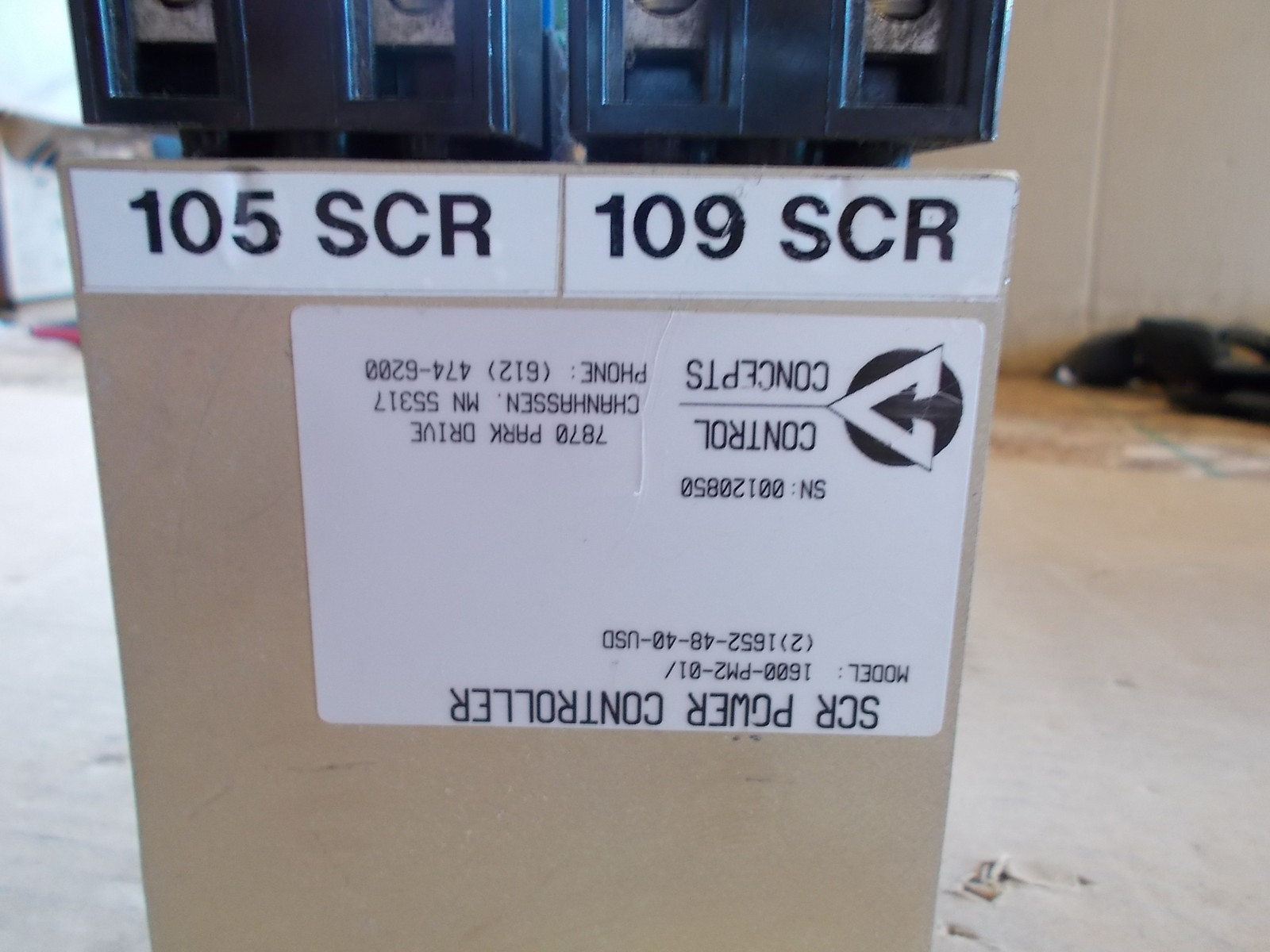 Control Concepts 1600-PM3-05 SCR Power Control w/ (3) 1652-48-40-USD