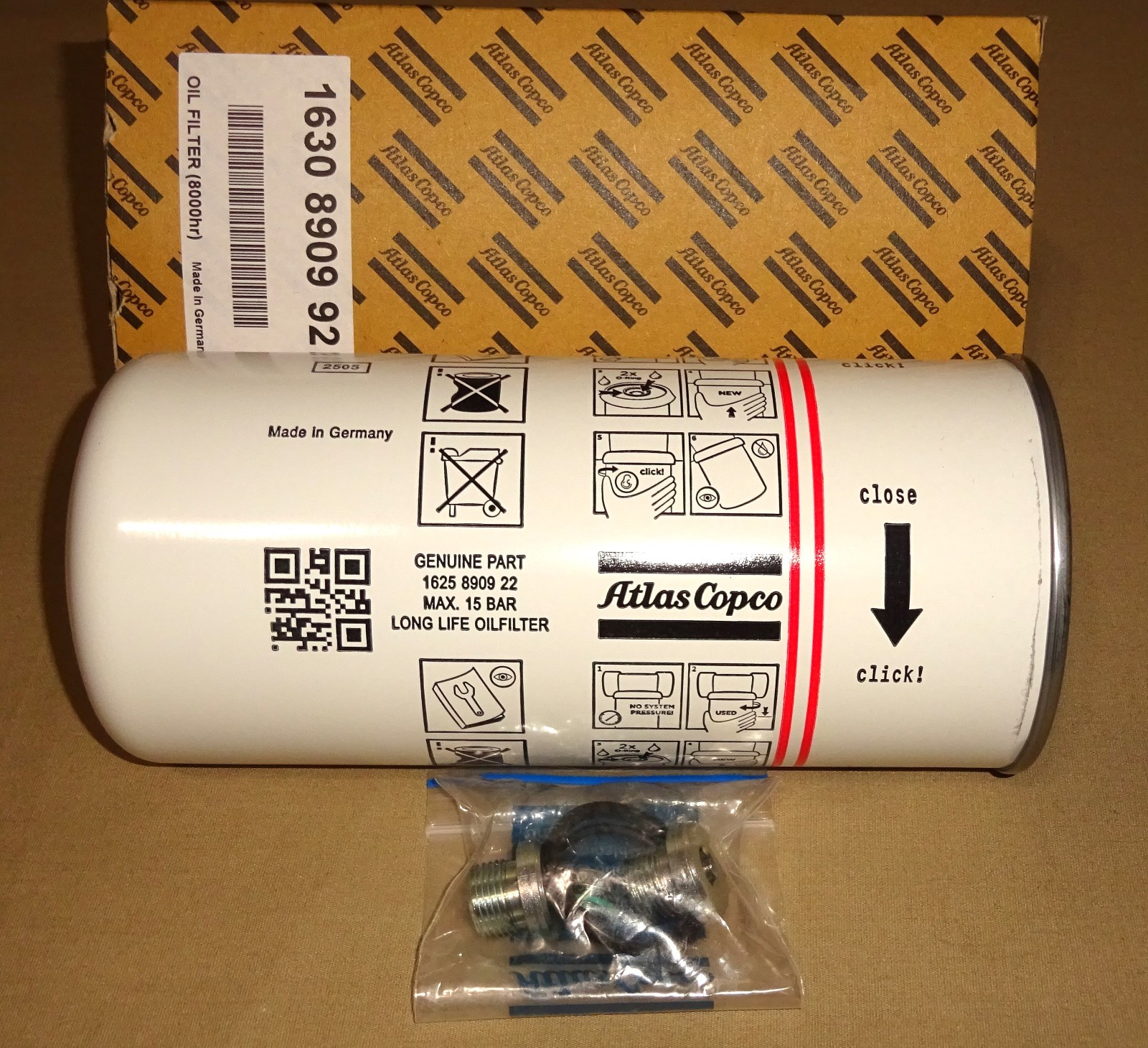 Atlas Copco 1837063803 Oil Filter Kit 1837-0638-03 NEW