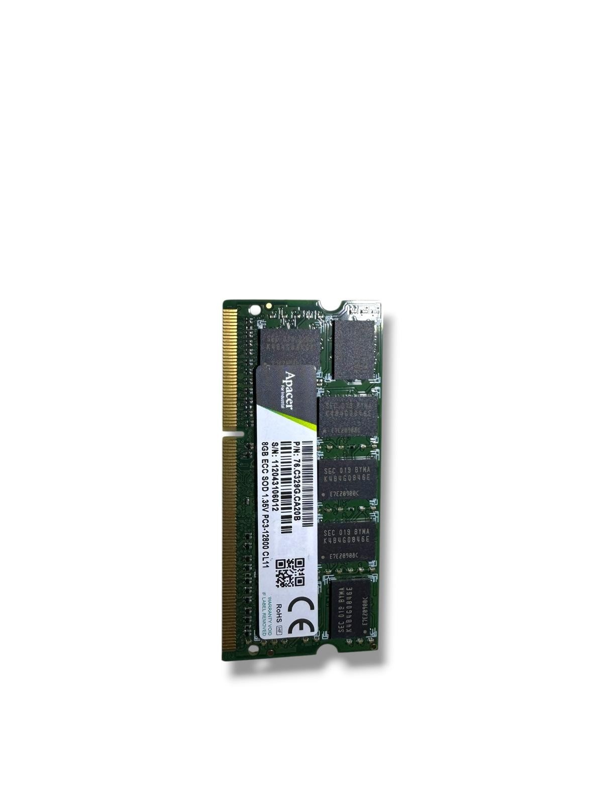 🟢Apacer 76.C329G.CA20B 8GB ECC SOD 1.35V PC3-12800 CL11 (LOT- 12 pieces)